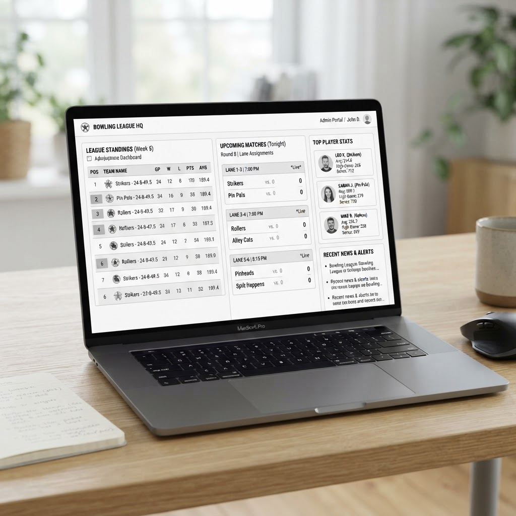 LigaSystems administrationsvy med tabell, schema och spelarstatistik